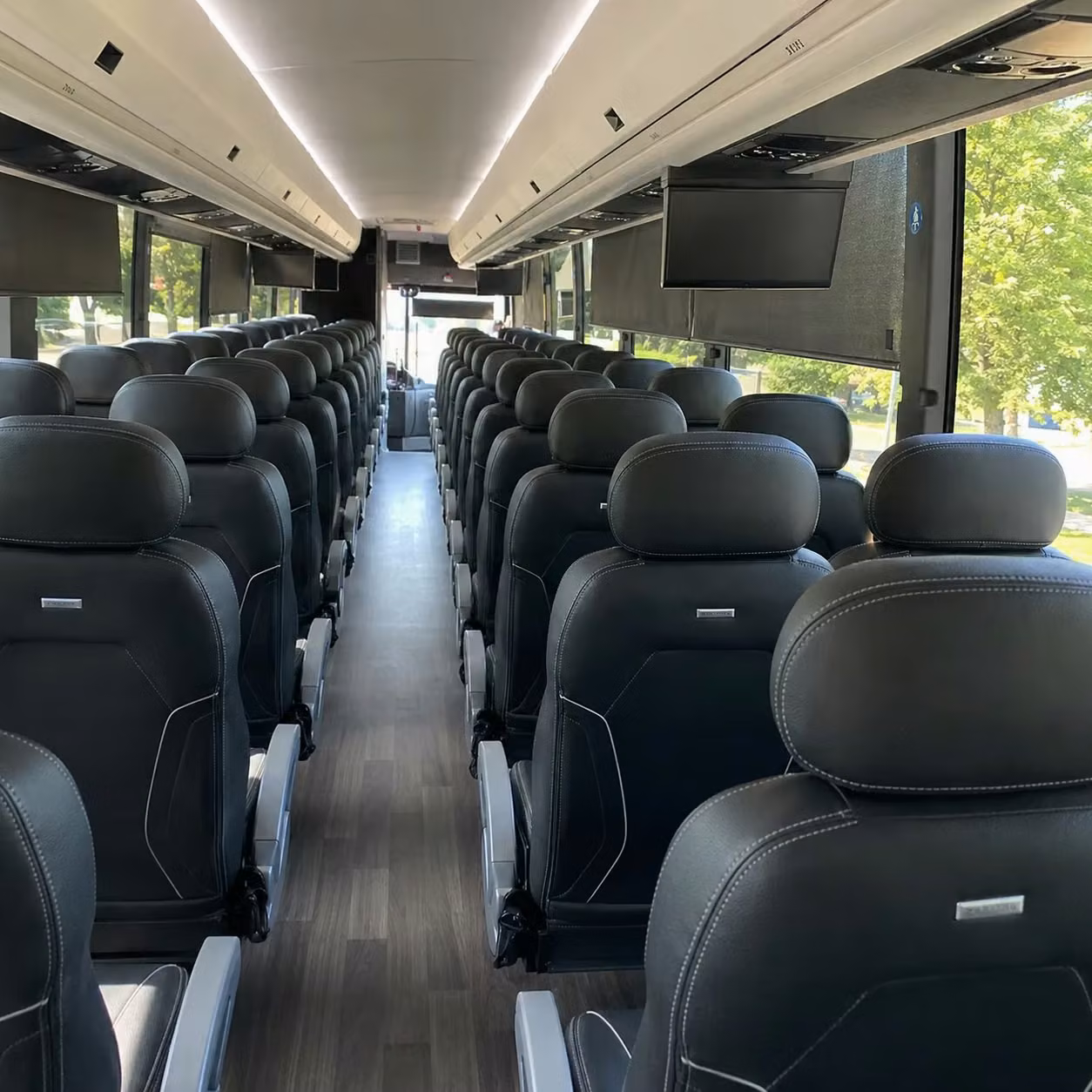 56 passenger charter bus inside